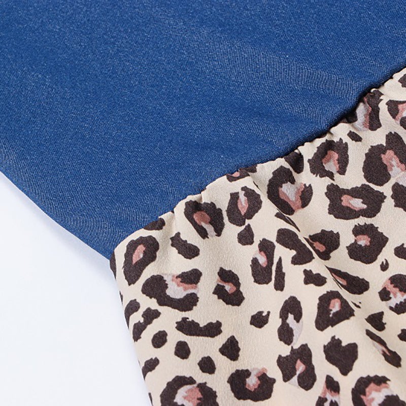 New Girls' Dresses Children'S Long Sleeve Denim Leopard Print Dresses Medium And Large Children'S Printed Children'S Dresses - Image 4
