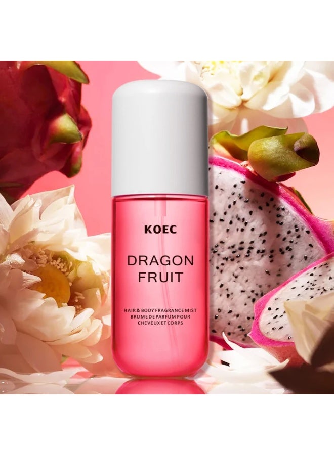 KOEC 50ml Dragon Fruit Body and Hair Fragrance Mist Body Mist Spray Travel Size Long Lasting Perfume Haircare Refreshing Moisturizing Hydrating Soft Hair Care Spray - Image 3