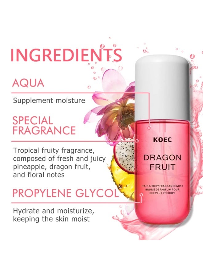 KOEC 50ml Dragon Fruit Body and Hair Fragrance Mist Body Mist Spray Travel Size Long Lasting Perfume Haircare Refreshing Moisturizing Hydrating Soft Hair Care Spray - Image 5