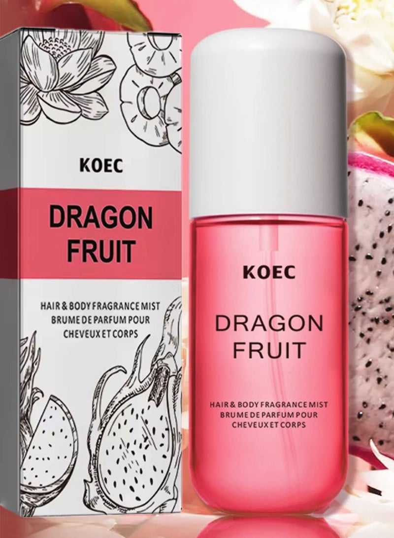 KOEC 50ml Dragon Fruit Body and Hair Fragrance Mist Body Mist Spray Travel Size Long Lasting Perfume Haircare Refreshing Moisturizing Hydrating Soft Hair Care Spray - Image 1