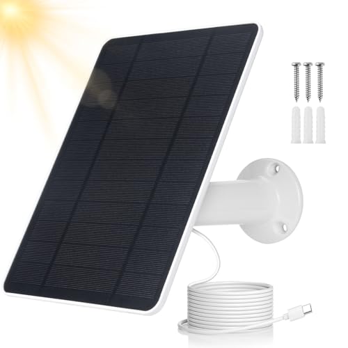 Soshine USB Solar Panel for Ring Camera - Type-C Solar Panel Charger 5v 6w with 10ft Waterproof Charging Cable, IP66 Weatherproof,Includes Secure Wall Mount - Image 1