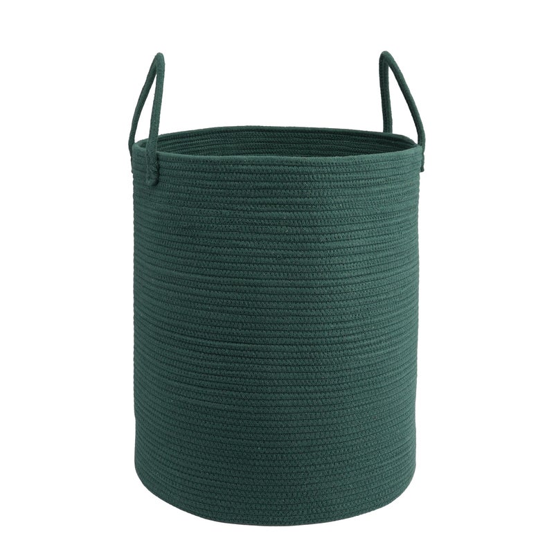 JUNBOLE Woven Cotton Rope Laundry basket-15â€X20â€ Laundry Hamper-Rope Storage Basket for Dirty Clothes, Toys and Blankets Perfect for Bathroom, Baby nursery and Living Room Storage (dark green) - Image 1