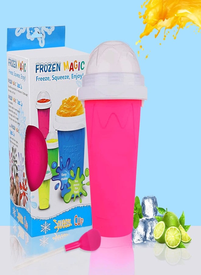 Jufay Slushy Maker Cup, Frozen Magic Squeeze Smoothies Cup, DIY Homemade Smoothie Cups Ice Cream Maker for Children and Family Pink - Image 5
