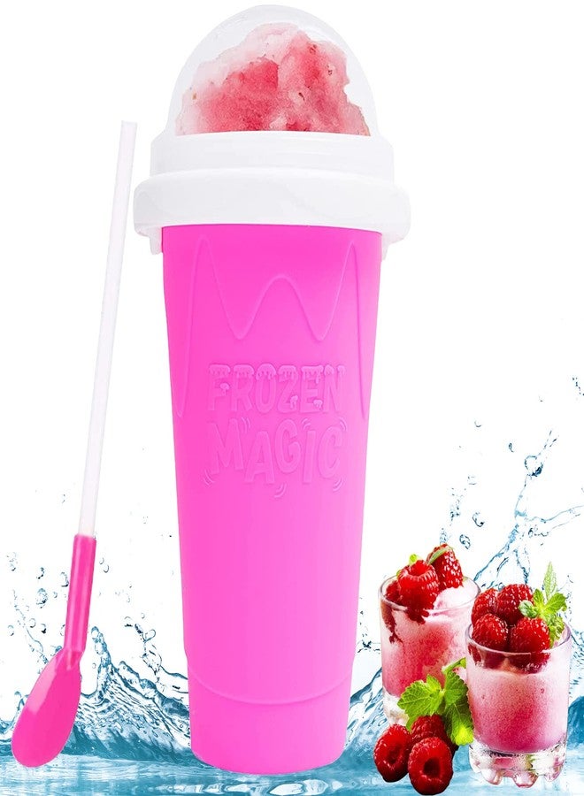 Jufay Slushy Maker Cup, Frozen Magic Squeeze Smoothies Cup, DIY Homemade Smoothie Cups Ice Cream Maker for Children and Family Pink - Image 1