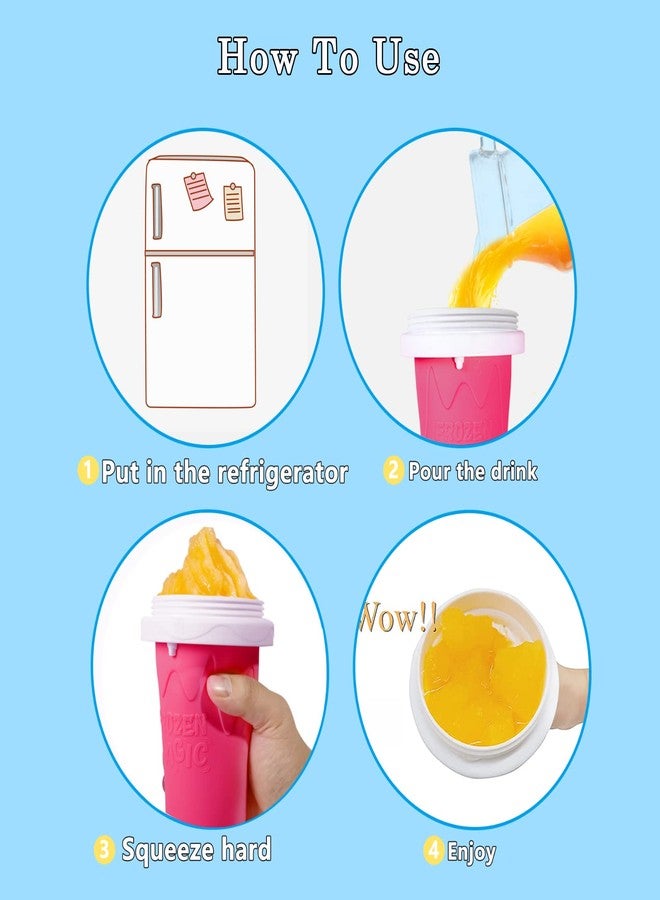 Jufay Slushy Maker Cup, Frozen Magic Squeeze Smoothies Cup, DIY Homemade Smoothie Cups Ice Cream Maker for Children and Family Pink - Image 3