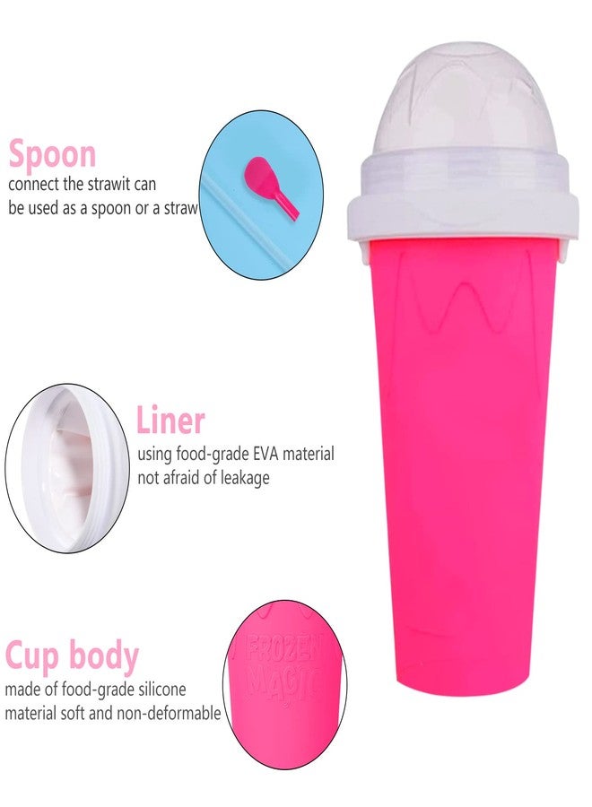 Jufay Slushy Maker Cup, Frozen Magic Squeeze Smoothies Cup, DIY Homemade Smoothie Cups Ice Cream Maker for Children and Family Pink - Image 4
