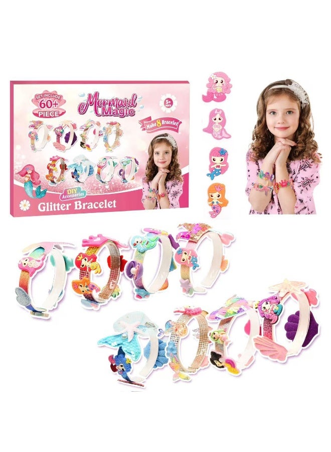 Capstro Glitter Bracelet Kit Mermaid Edition – 8 DIY Mermaid Bracelets with Seashell Charms, Starfish, Pearls, Glitter Beads & Ocean-Themed Accessories – Arts & Crafts Jewelry Gift for Girls Age 5+ - Image 1