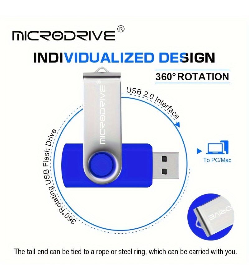 أصفر 16 جيجابايت USB 2.0 فلاشة دوارة قابلة للدوران عصا ذاكرة قلم - Image 5