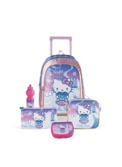 Sanrio Hello Kitty 5in1 Trolley School Bag Girls Backpack Gift Water Resistant Hello Kitty Backpack for School (Pink)  - Image 1