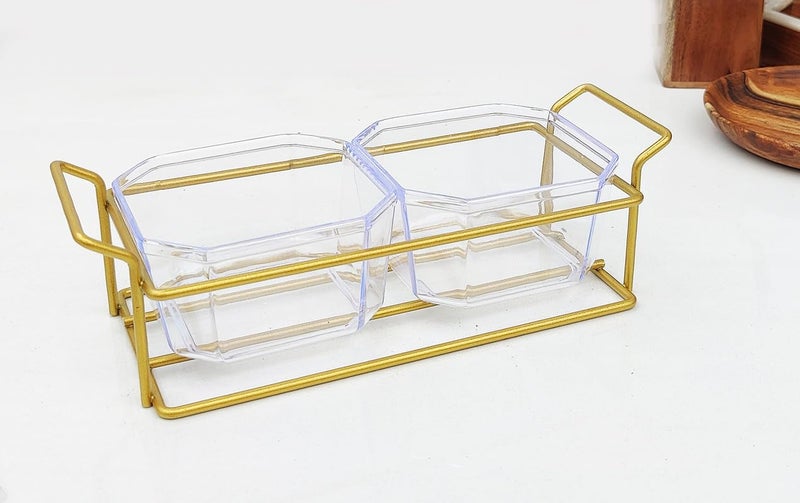 appeasy Plastic Bowl Metal Tray 2 Removable dip Bowls are Used for appetizersPotato Chips Fruits Candies and Condiments - Image 3