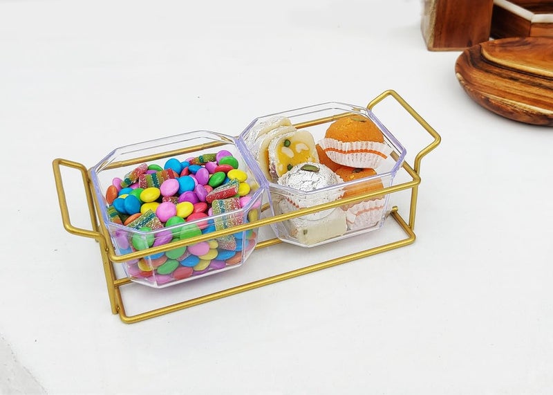 appeasy Plastic Bowl Metal Tray 2 Removable dip Bowls are Used for appetizersPotato Chips Fruits Candies and Condiments - Image 5