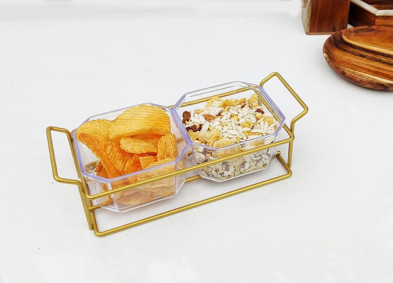 appeasy Plastic Bowl Metal Tray 2 Removable dip Bowls are Used for appetizersPotato Chips Fruits Candies and Condiments - Image 4