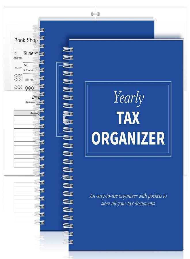 Faccito 2 Pack Yearly Tax Organizer 13" x 9.7" Tax Record Organizer with 12 Pockets Spiral Bound Income Folders Monthly Bill Receipt for Home Office Taxes - Image 1