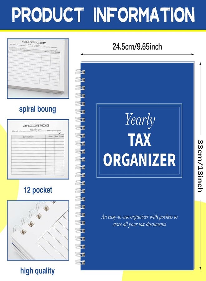 Faccito 2 Pack Yearly Tax Organizer 13" x 9.7" Tax Record Organizer with 12 Pockets Spiral Bound Income Folders Monthly Bill Receipt for Home Office Taxes - Image 2
