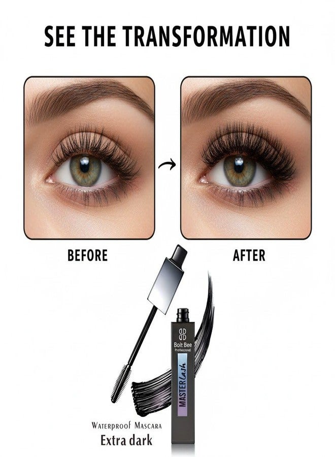 Bolt Bee 4-in-1 Twist & Lift Mascara, Black, Waterproof, Smudgeproof, Curls, Defines, Volumizes and Lifts. - Image 3