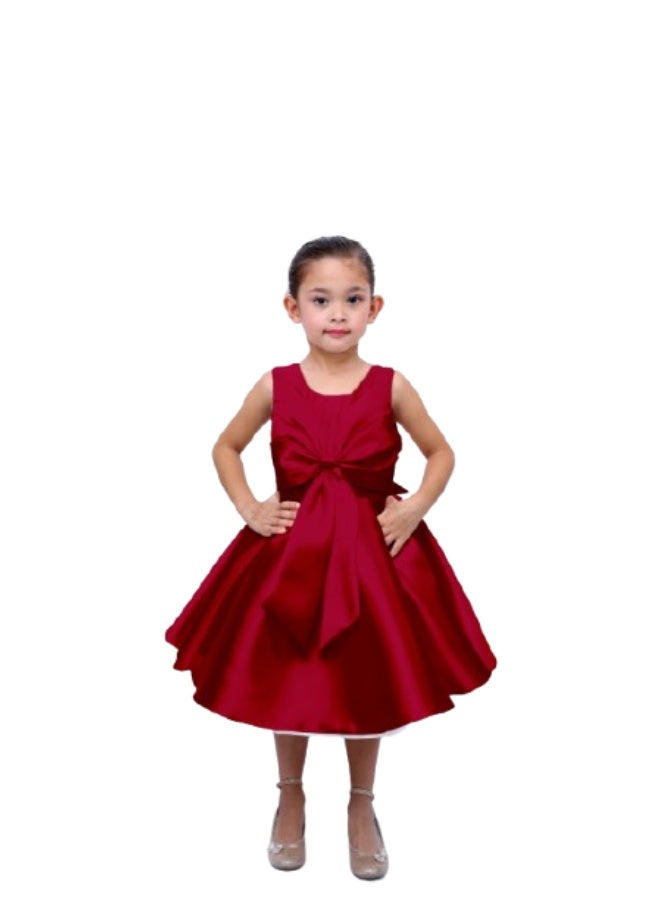 D'Daniela D' Daniela - Fluffy Party Dress with the Bowl in front for Girls - Burgundy - Image 1