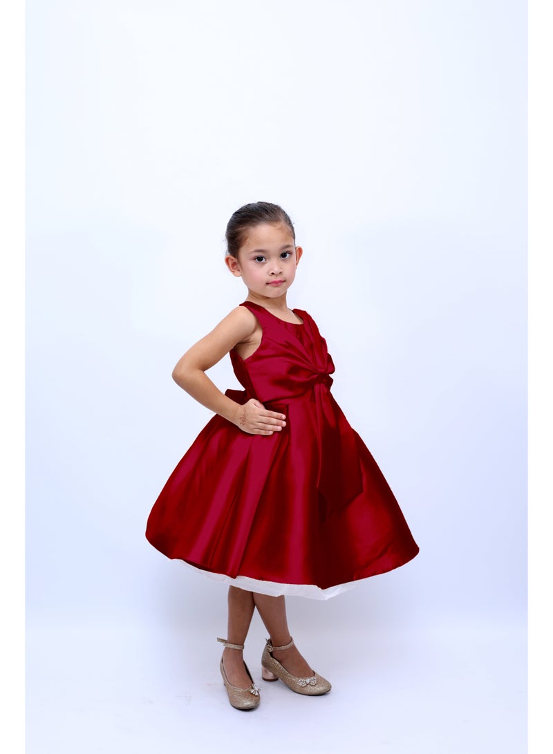 D'Daniela D' Daniela - Fluffy Party Dress with the Bowl in front for Girls - Burgundy - Image 3
