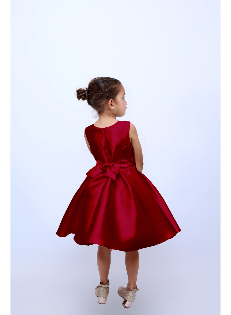 D'Daniela D' Daniela - Fluffy Party Dress with the Bowl in front for Girls - Burgundy - Image 2