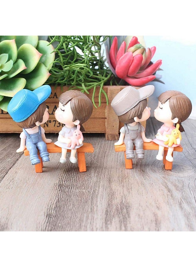 Chocozone Kissing Couple on Bench Resin Showpiece Couple Miniatures Romantic Gifts for Boyfriend, Multicolor - Image 3