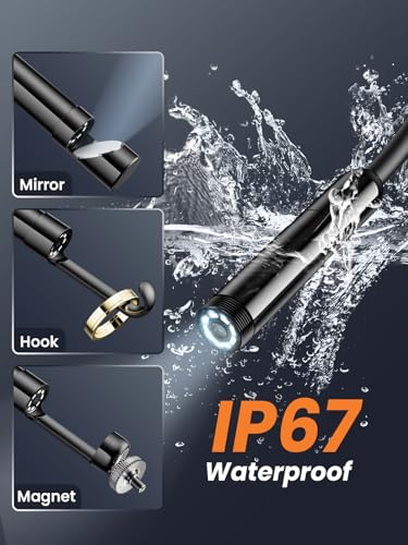 Vorth Endoscope Camera with Light, 1920P HD Borescope with 8 LED Lights, 33 FT Semi-Rigid Snake Inspection Camera, IP67 Waterproof Drain Pipe Borescope Mens Tool for iOS and Android - Image 4