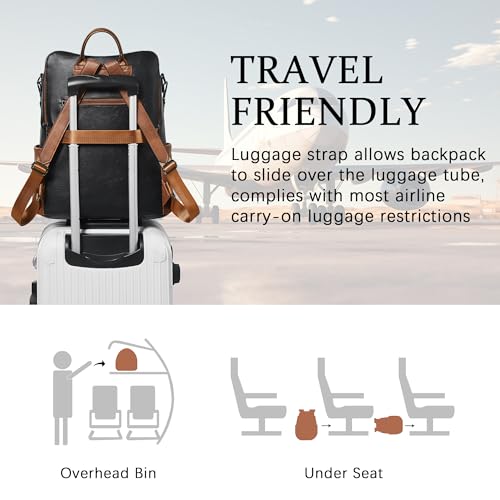 Shrrie Vegan Leather Laptop Backpack for Women 15.6 inch Work Backpack Fashion Travel Backpack Purse for Business College - Image 5
