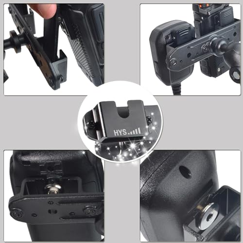 HYS Heavy-Duty Aluminum Alloy 360° Adjustable Swivel Clamp Mount for Handheld CB Radio & Hand Mic Holder - Universal Bracket for Boats, Cars, Trucks, ATVs, Two-Way Radios, Walkie Talkies Accessories - Image 2