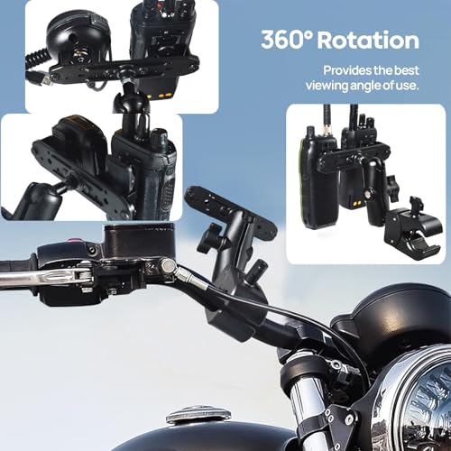 HYS Heavy-Duty Aluminum Alloy 360° Adjustable Swivel Clamp Mount for Handheld CB Radio & Hand Mic Holder - Universal Bracket for Boats, Cars, Trucks, ATVs, Two-Way Radios, Walkie Talkies Accessories - Image 5