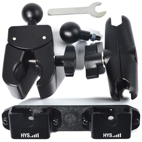 HYS Heavy-Duty Aluminum Alloy 360° Adjustable Swivel Clamp Mount for Handheld CB Radio & Hand Mic Holder - Universal Bracket for Boats, Cars, Trucks, ATVs, Two-Way Radios, Walkie Talkies Accessories - Image 1