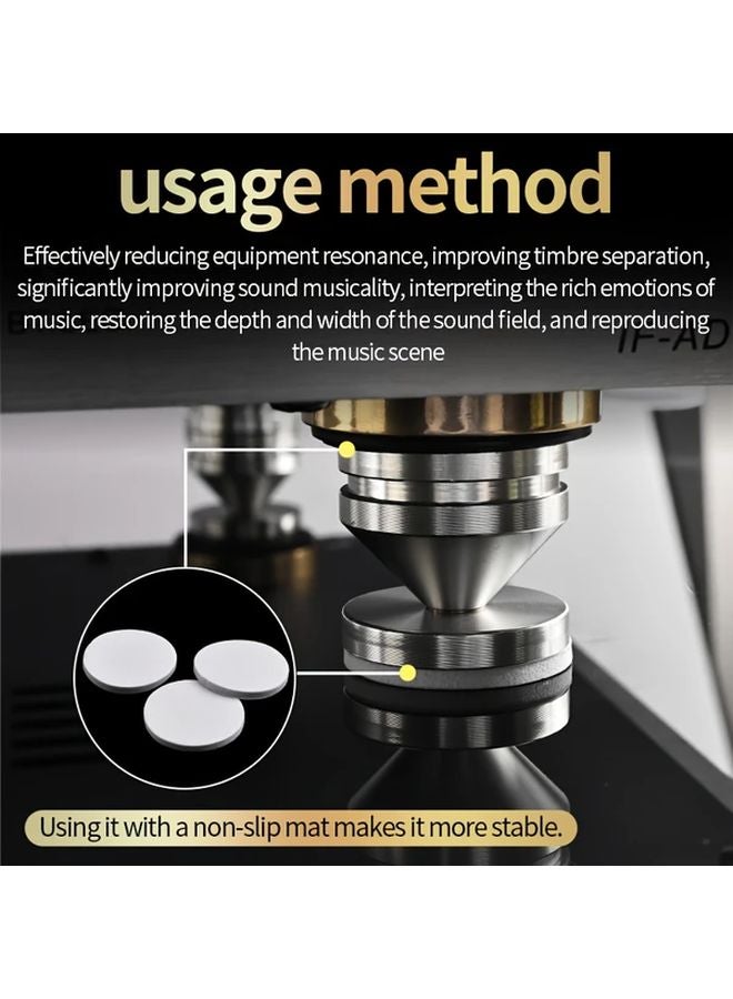 4Pcs Silvery Aluminum Alloy Speaker Shock Absorption Foot Pads For HIFI Audio Equipment - Image 4