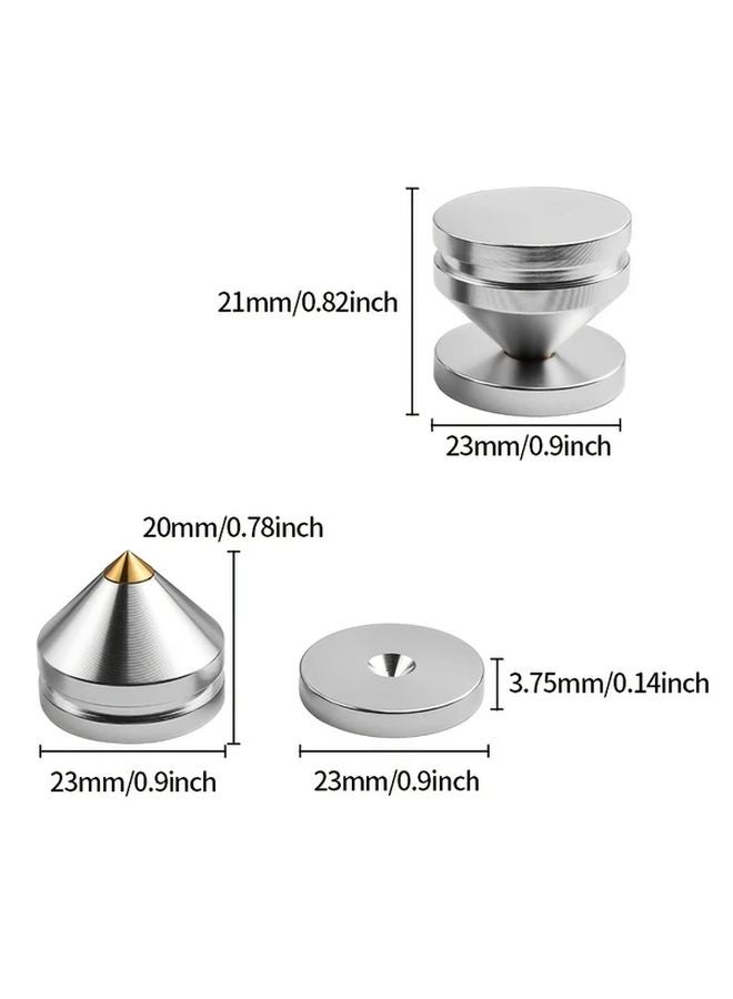 4Pcs Silvery Aluminum Alloy Speaker Shock Absorption Foot Pads For HIFI Audio Equipment - Image 3