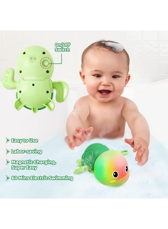 Gigilli Rechargeable Swimming Turtle Bath Toys, Baby Bath Toys for Kids Ages 1-3 2-4, Light Up Bathtub Pool Water Toys, Comes with Batteries, Toddlers Baby Shower Birthday Gifts - Image 2