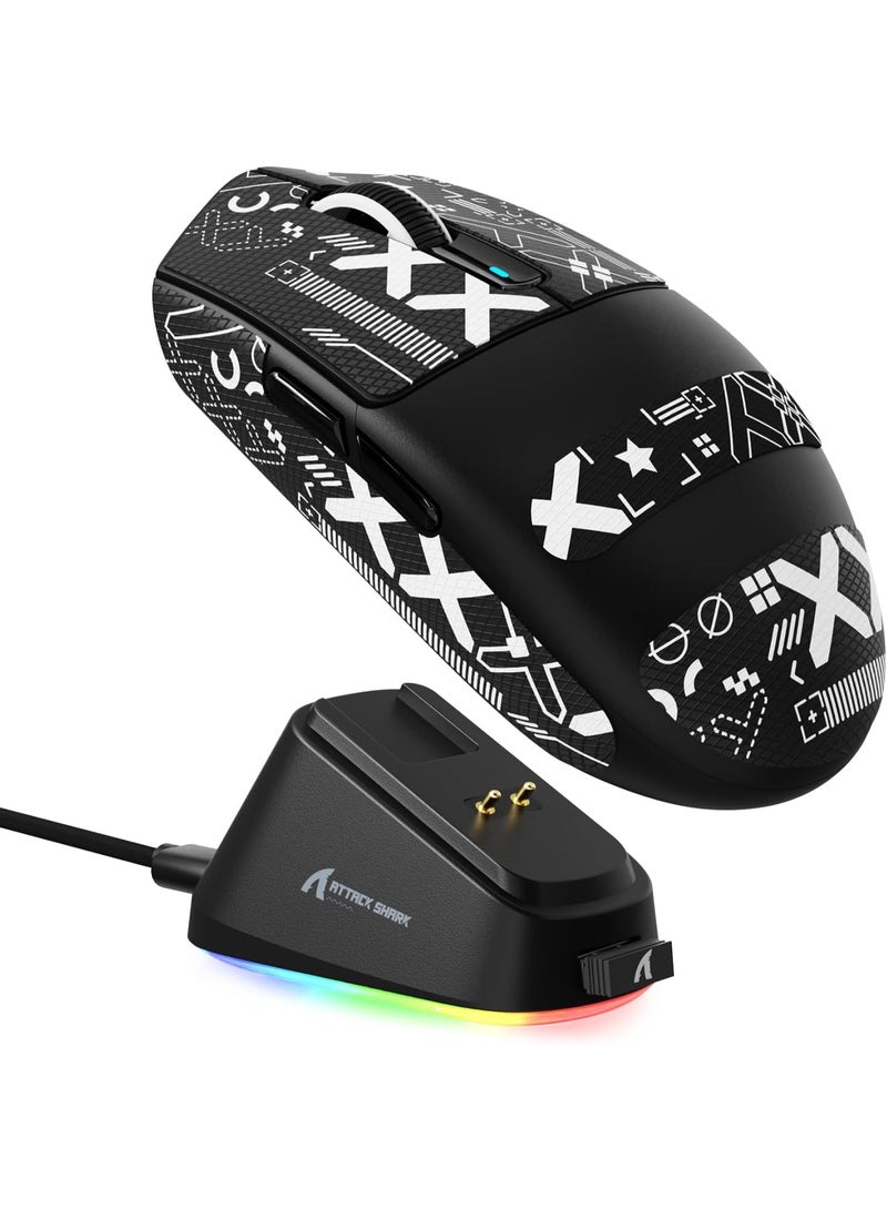 Attack Shark G3PRO Wireless Gaming Mouse with RGB Charging Dock,2.4G/USB-C Wired/BT PAW3311 Optical Sensor 1K Polling Rate Adjustable 25K DPI,500mAh Battery Ultra Lightweight 59g Mice - Image 1