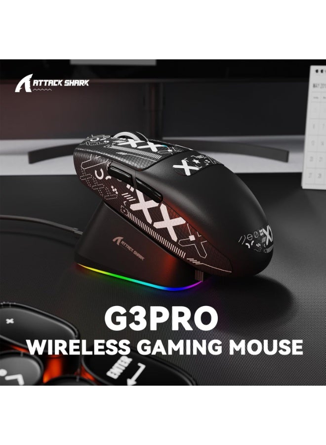 Attack Shark G3PRO Wireless Gaming Mouse with RGB Charging Dock,2.4G/USB-C Wired/BT PAW3311 Optical Sensor 1K Polling Rate Adjustable 25K DPI,500mAh Battery Ultra Lightweight 59g Mice - Image 2