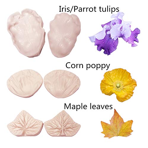 kulepin 12set Gumpaste Flower Molds,Fondant Flower Tools, Silicone Veining Molds,Sugar Paste Making Tools for Fondant Chocolate Soap Polymer Clay Cake Decorating - Image 5