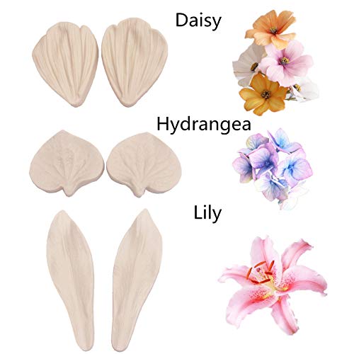 kulepin 12set Gumpaste Flower Molds,Fondant Flower Tools, Silicone Veining Molds,Sugar Paste Making Tools for Fondant Chocolate Soap Polymer Clay Cake Decorating - Image 3