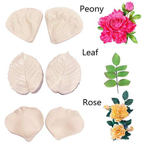 kulepin 12set Gumpaste Flower Molds,Fondant Flower Tools, Silicone Veining Molds,Sugar Paste Making Tools for Fondant Chocolate Soap Polymer Clay Cake Decorating - Image 2
