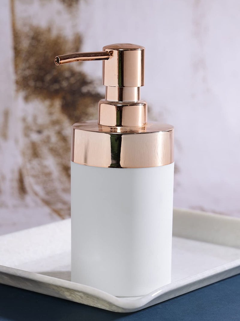 HAINE Unbreakable Liquid Soap Dispenser for handwash with Chrome Bronze Color Pump, 250ml (White, 1) - Image 3