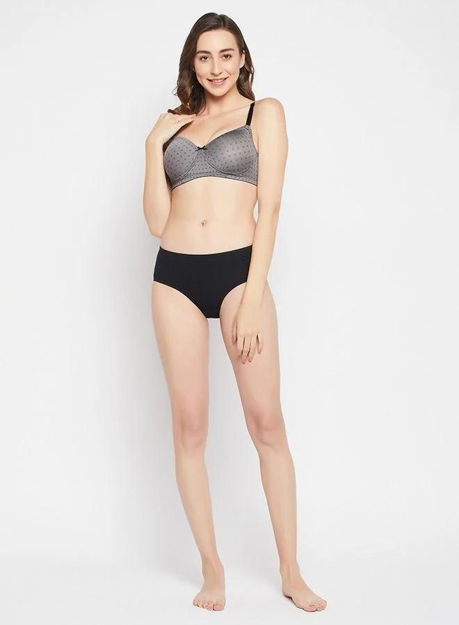 كلوفيا Clovia Padded Non-Wired Full Cup Circle Print Multiway T-Shirt Bra In Dark Grey