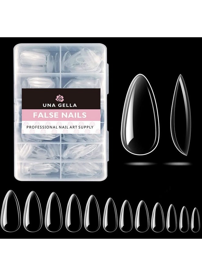 UNA GELLA - UNA GELLA Gel x Almond Fake Nail Tips - 216pcs Medium Pre-Shaped for Long-Lasting Acrylic Nails, Perfect for DIY at Home Nail Salon - 12 Sizes - Image 1