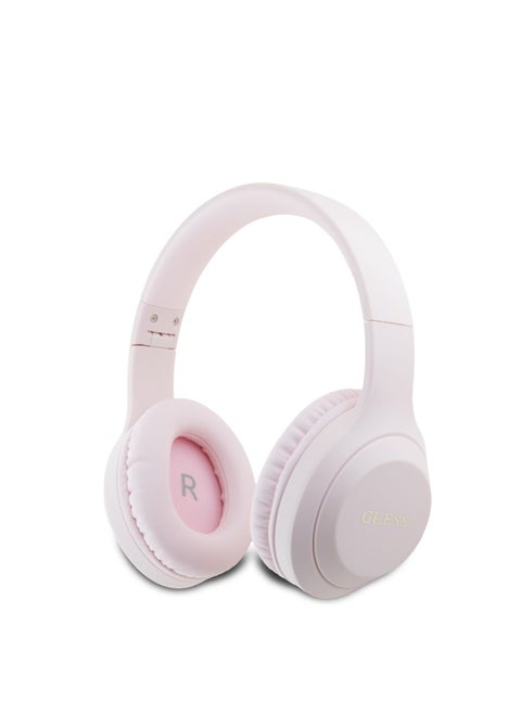 Wireless Headphone with Classic Printed Logo / Powerful Bass Balanced Treble / High Quality Comfort Cushion / Voice Assistant Hands Free Calling / USB Type-C Connecting - Pink
