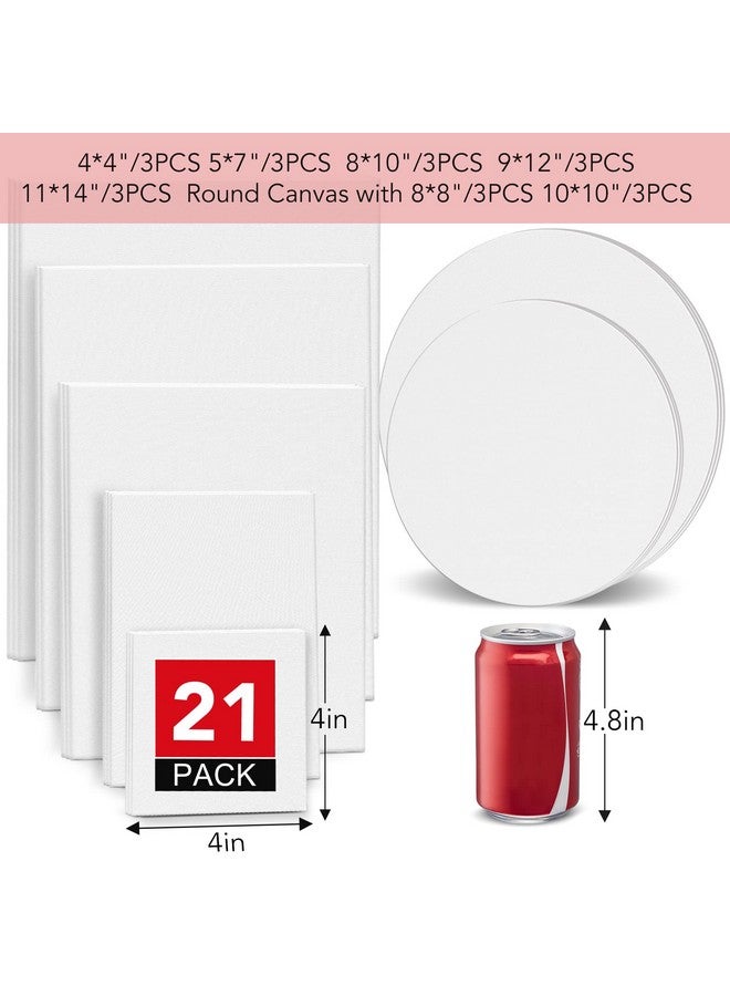 ESRICH Canvas Boards for Painting-21 Pack Blank Canvas Boards-4x4, 5x7, 8x10, 9x12, 11x14, Round Canvas D8, D10, Cotton Primed Canvas Panels, Painting Canvas for Oil, Acrylic, Watercolor. - Image 2