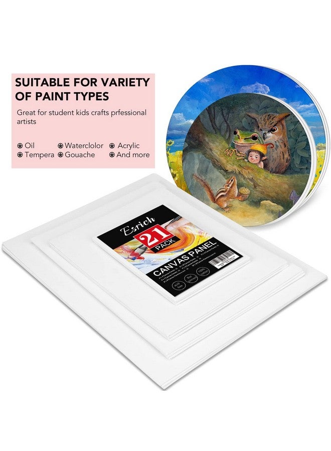 ESRICH Canvas Boards for Painting-21 Pack Blank Canvas Boards-4x4, 5x7, 8x10, 9x12, 11x14, Round Canvas D8, D10, Cotton Primed Canvas Panels, Painting Canvas for Oil, Acrylic, Watercolor. - Image 3