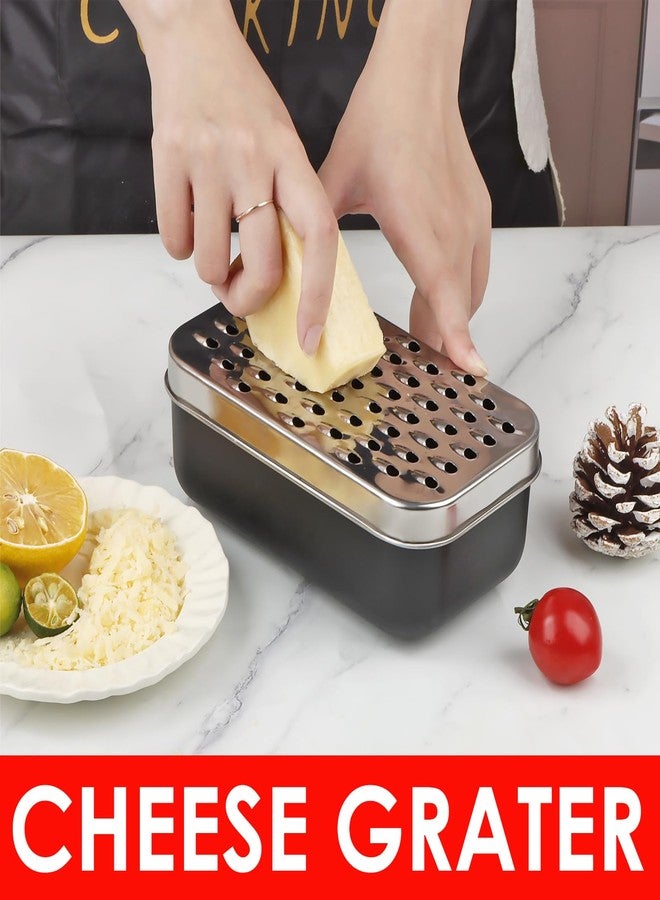KEISSCO Cheese Grater Citrus Lemon Zester with Food Storage Container & Lid - Perfect For Hard Parmesan Or Soft Cheddar Cheeses, Ginger, Vegetables, Butter, Chocolate & Nutmeg, Black - Image 3