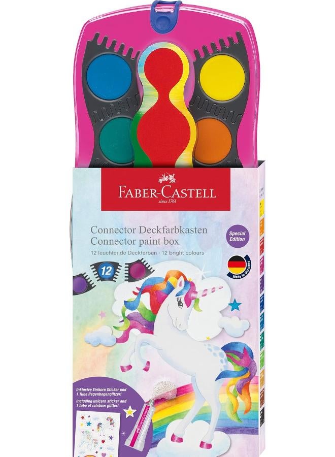 FABER-CASTELL Connector Paint Box 12 Colours Set - Unicorn Design - Image 1