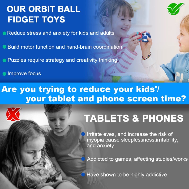 ONCOFAN 8 Pack Orbit Ball Toy, Fidget Cubes Top Spinning Toy, Great Party Favor Gifts & Creative Decompress Toys, Puzzle Track Games for Kids Children Adults - Image 4