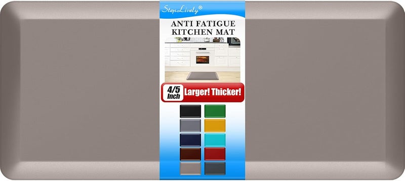 StepLively 4/5 Inch Thick Kitchen Mat - Cushioned Anti Fatigue Mats for Kitchen Floor - Easy to Clean, Waterproof, Non-Slip Kitchen Rug for Sink, Office, Kitchen (17''x39'' Brown) - Image 1