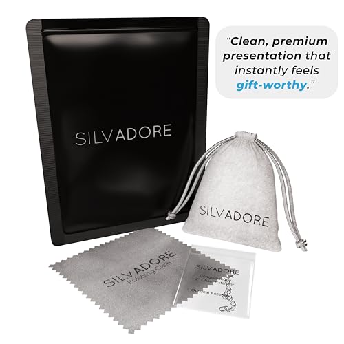 Silvadore سلسلة فضية سيلفادور للرجال (20 بوصة) سلاسل رجال من الفولاذ المقاوم للصدأ بتصميم كوبي مطلي بالفضة الاسترلينية - مجوهرات حقيقية سميكة غير قابلة للتآكل ومقاومة للماء (حقيبة) - Image 2