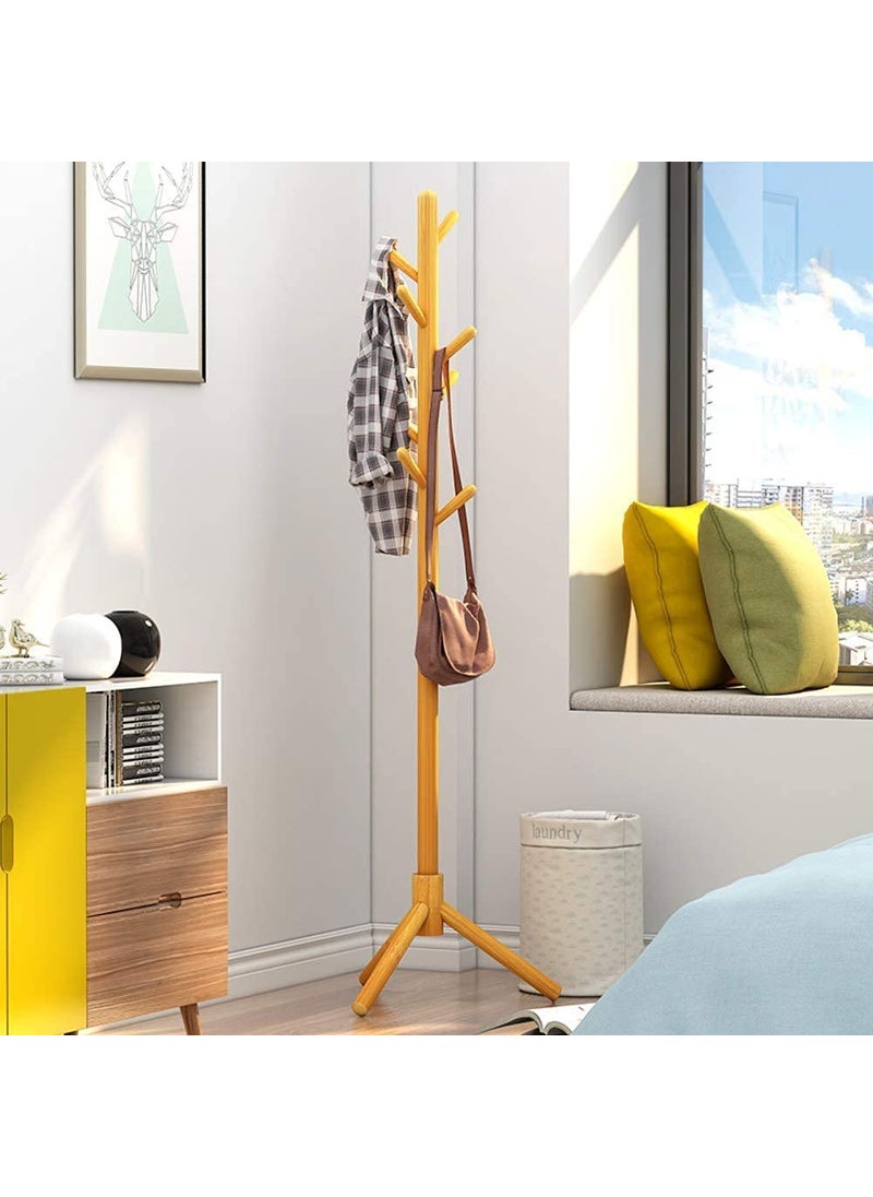 GRACIOUS MART GRACIOUS MART Coat Rack Freestanding Coat and Hooks Sturdy Coat Rack Stand for ClothesBagsHats Easy Assemble Save Space for EntrywayBedroomOfficeNarrow PlaceNatural 922 BEIGE  - Image 2