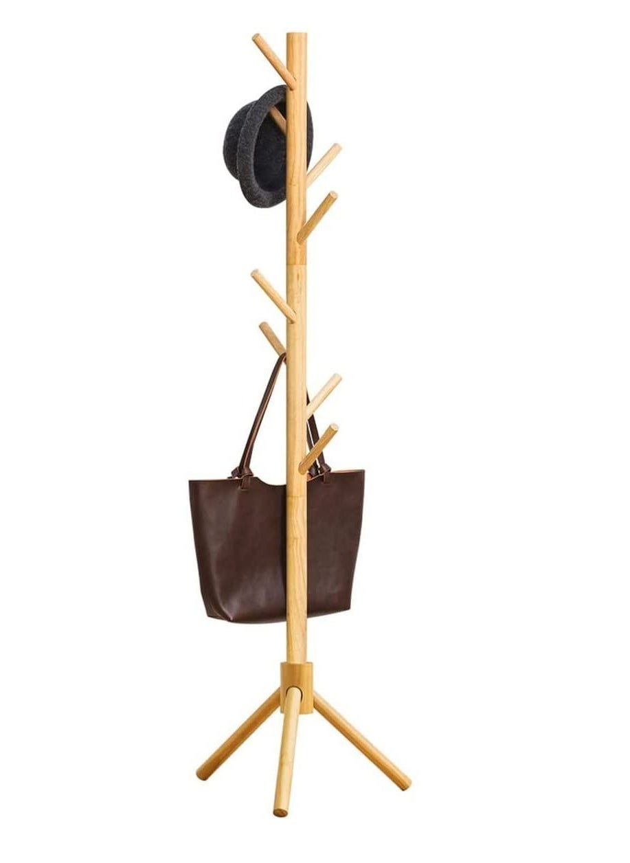 GRACIOUS MART GRACIOUS MART Coat Rack Freestanding Coat and Hooks Sturdy Coat Rack Stand for ClothesBagsHats Easy Assemble Save Space for EntrywayBedroomOfficeNarrow PlaceNatural 922 BEIGE  - Image 1