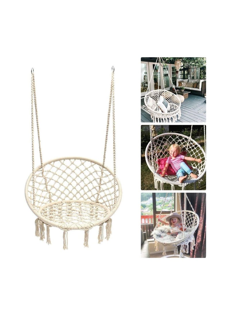 Yameem - Hammock Hanging Swing Chair For Bedroom with Sturdy Hardware Kits Exquisite Dreamy Round Cotton Rope For Indoor Outdoor Patio Yard Max 330 LBS - Image 1